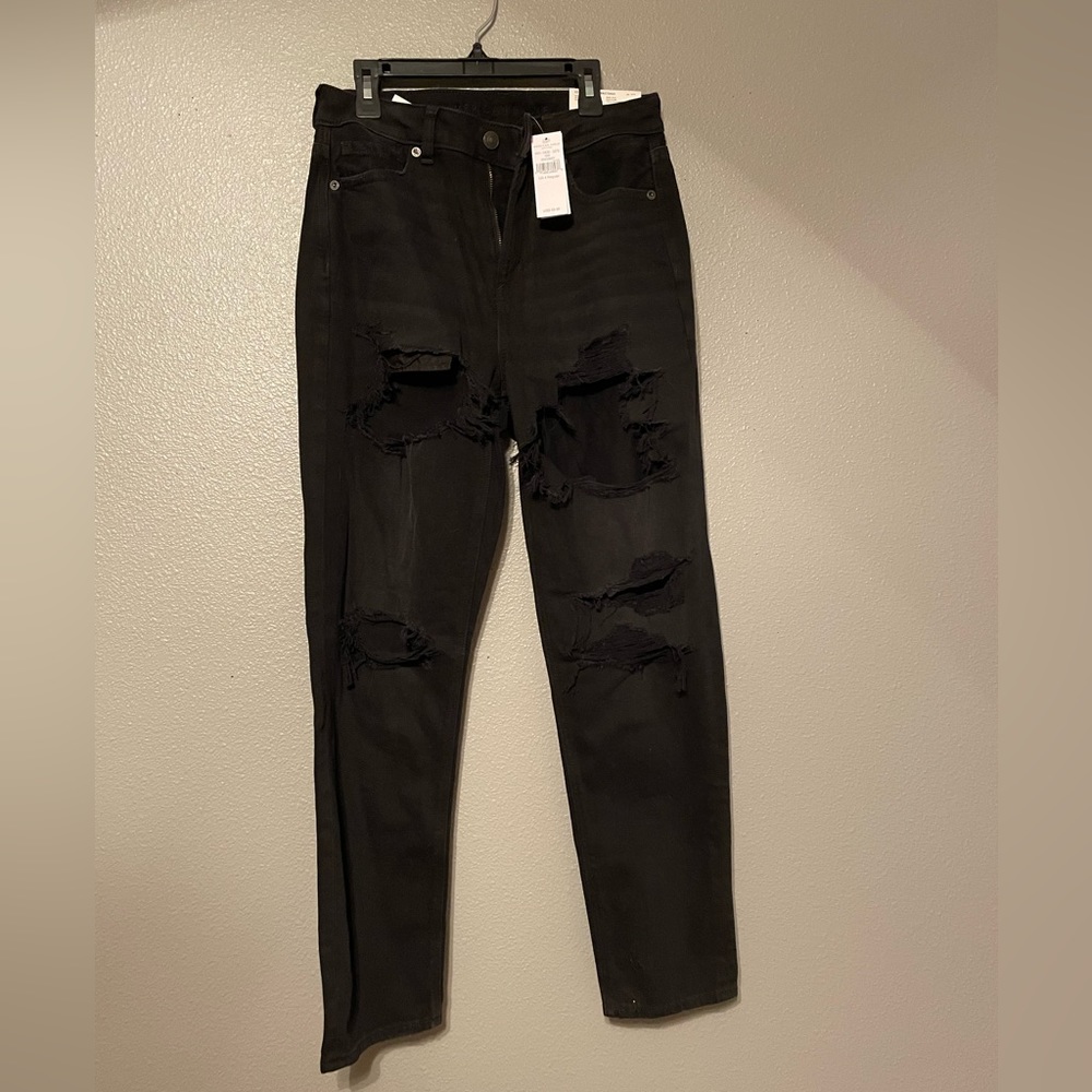 Black Ripped Mom Jeans